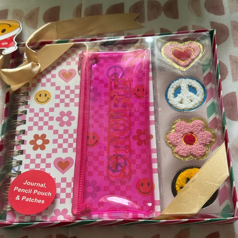 Pink Journal Set with Pencil Pouch and Patches